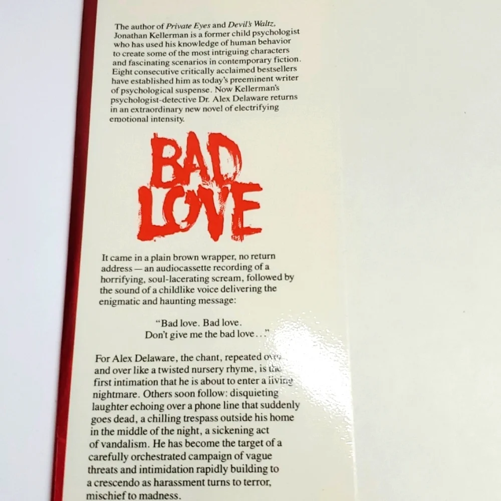 Jonathan Kellerman Bad Love Hardback Book